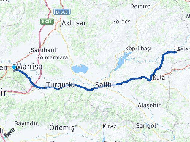 Manisa Şehzadeler Selendi Arası Kaç Km - Yol Haritası