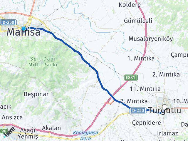 Manisa Şehzadeler Turgutlu Arası Kaç Km - Yol Haritası