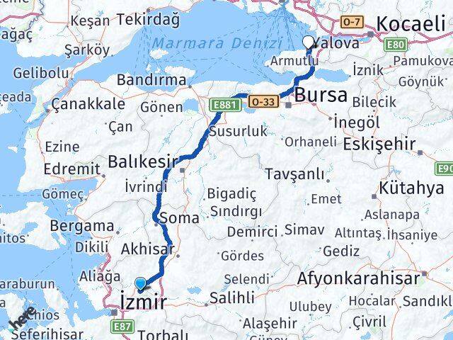 Manisa Şehzadeler Yalova Arası Kaç Km - Yol Haritası