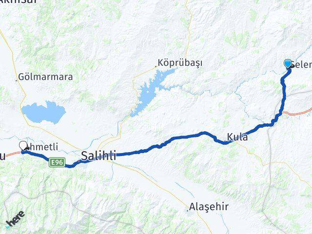 Manisa Selendi Ahmetli Arası Kaç Km - Yol Haritası