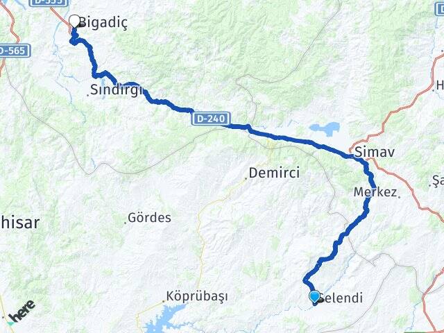 Manisa Selendi Bigadiç Balıkesir Arası Kaç Km - Yol Haritası