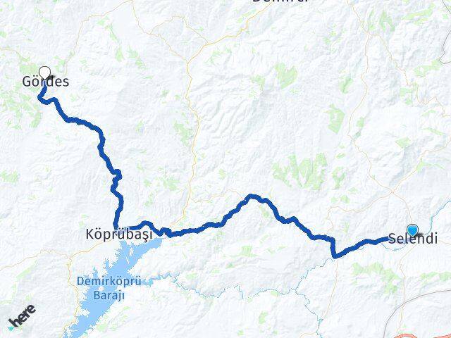 Manisa Selendi Gördes Arası Kaç Km - Yol Haritası