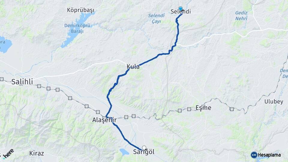 Manisa Selendi Sarıgöl Arası Kaç Km - Yol Haritası