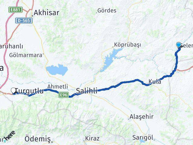 Manisa Selendi Turgutlu Arası Kaç Km - Yol Haritası
