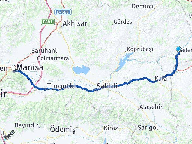 Manisa Selendi Yunusemre Arası Kaç Km - Yol Haritası
