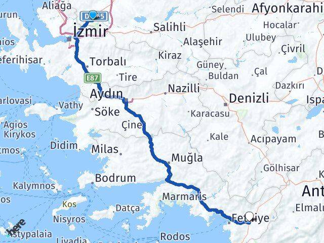 Manisa Seydikemer Muğla Arası Kaç Km - Yol Haritası