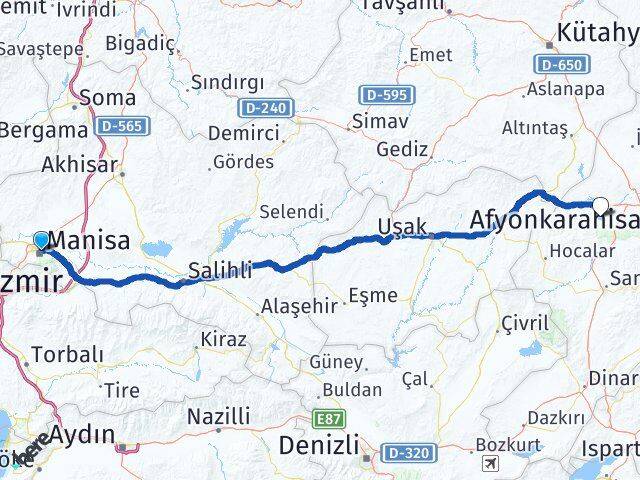 Manisa Sinanpaşa Afyonkarahisar Arası Kaç Km - Yol Haritası