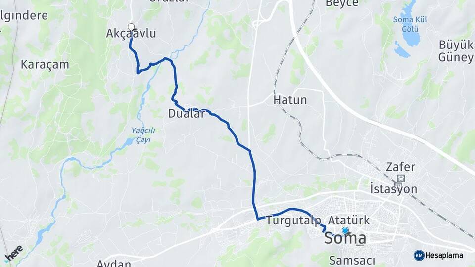 Manisa Soma Akçaavlu Soma Arası Kaç Km - Yol Haritası