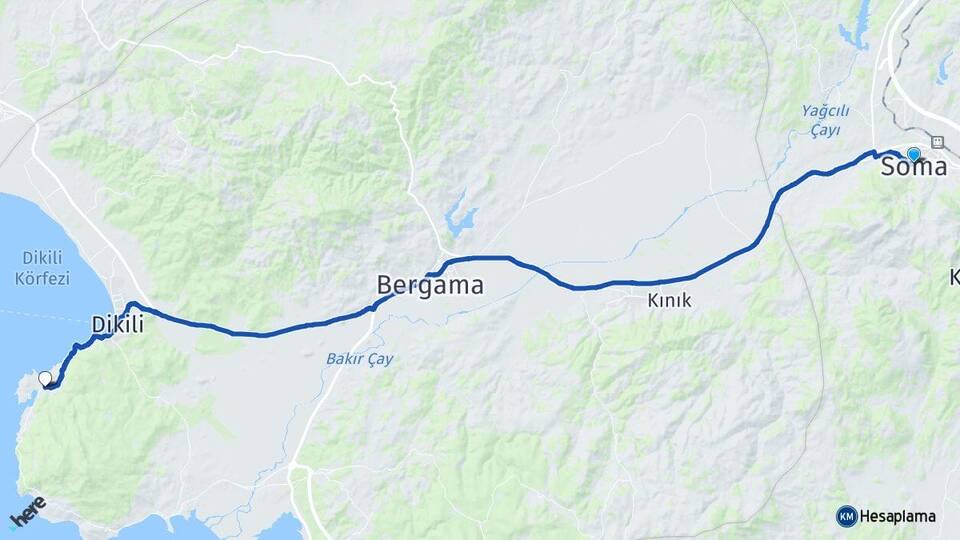Manisa Soma Bademli Dikili İzmir Arası Kaç Km - Yol Haritası