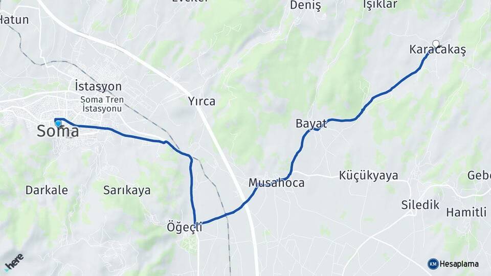 Manisa Soma Karacakaş Soma Arası Kaç Km - Yol Haritası