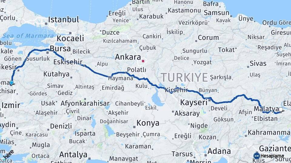 Manisa Soma Malatya Arası Kaç Km - Yol Haritası