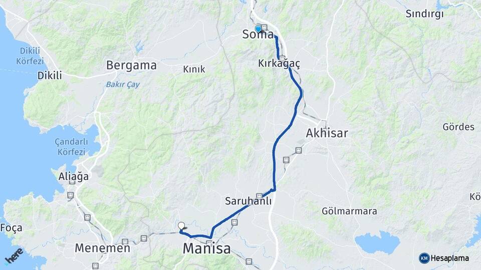 Manisa Soma Muradiye Yunusemre Arası Kaç Km - Yol Haritası