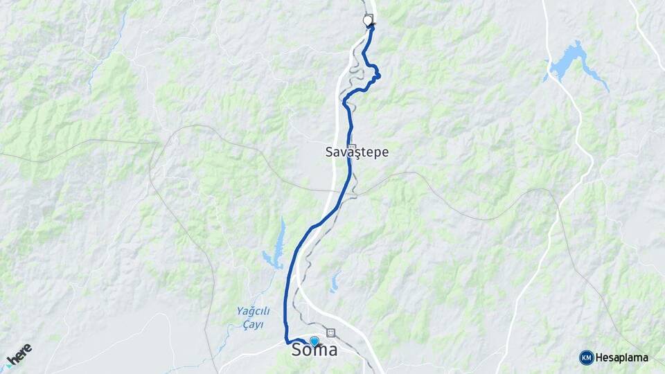 Manisa Soma Soğucak Savaştepe Balıkesir Arası Kaç Km - Yol Haritası