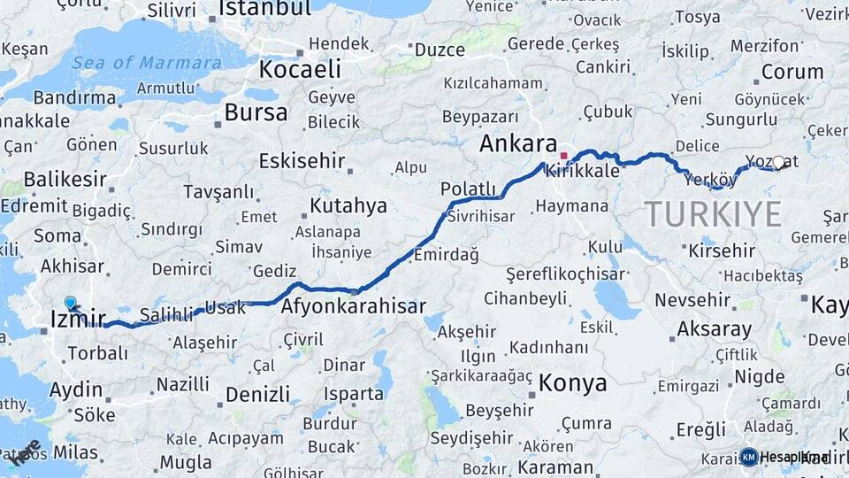 Manisa Sorgun Yozgat Arası Kaç Km - Yol Haritası