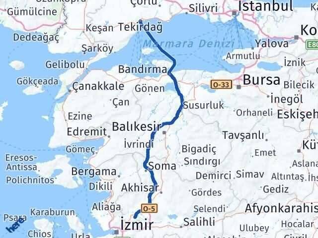 Manisa Süleymanpaşa Tekirdağ Arası Kaç Km - Yol Haritası