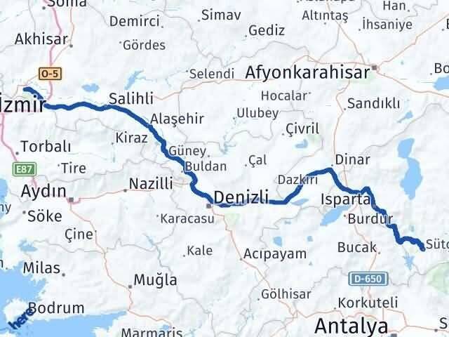 Manisa Sütçüler Isparta Arası Kaç Km - Yol Haritası