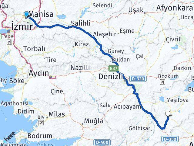 Manisa Tefenni Burdur Arası Kaç Km - Yol Haritası