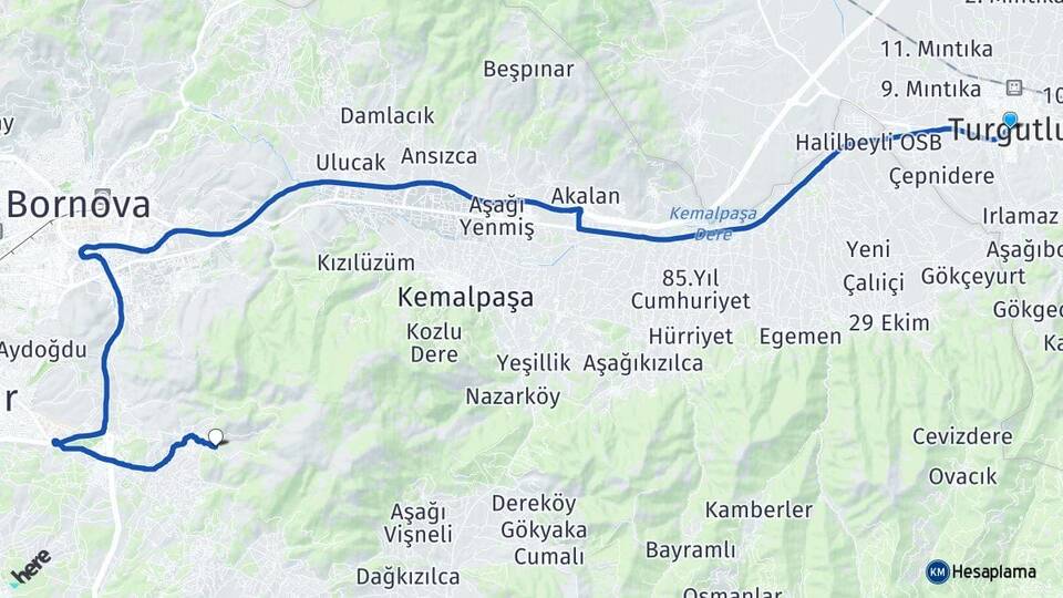 Manisa Turgutlu Kaynaklar Buca İzmir Arası Kaç Km - Yol Haritası