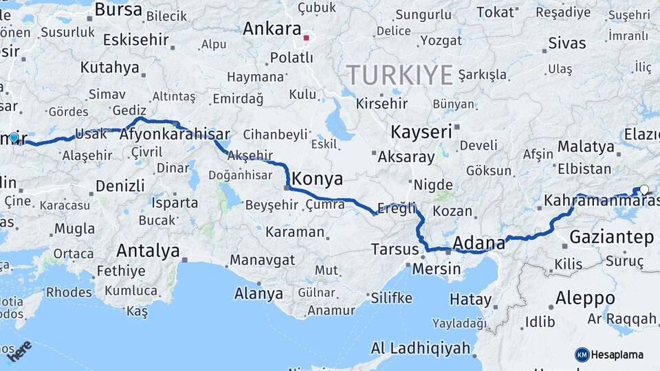 Manisa Turgutlu Menzil Kahta Adıyaman Arası Kaç Km - Yol Haritası