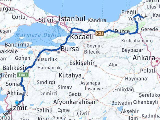 Manisa Yenice Karabük Arası Kaç Km - Yol Haritası