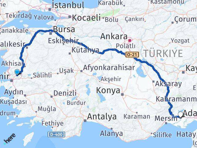 Manisa Yunusemre Adana Arası Kaç Km - Yol Haritası