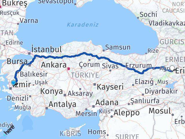 Manisa Yunusemre Ağrı Arası Kaç Km - Yol Haritası