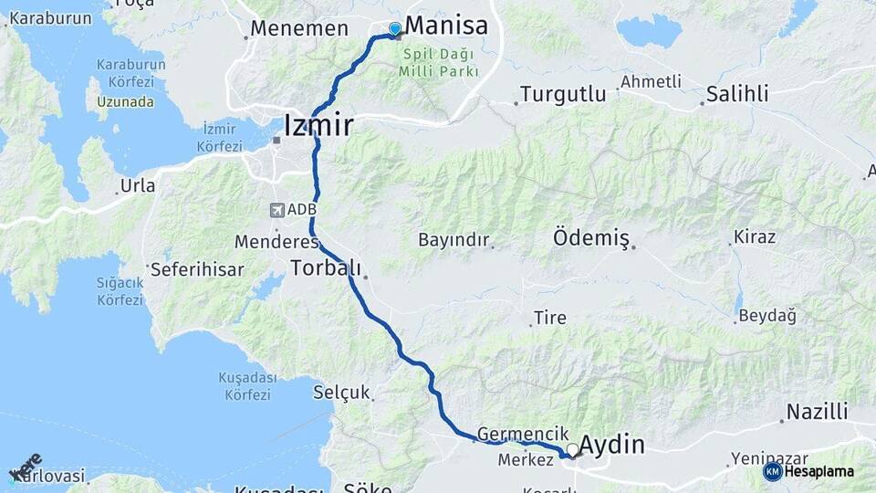 Manisa Yunusemre Aydın Arası Kaç Km - Yol Haritası