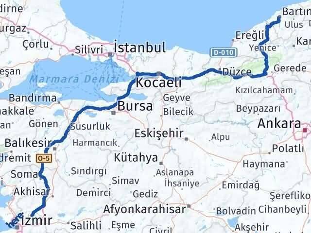 Manisa Yunusemre Bartın Arası Kaç Km - Yol Haritası