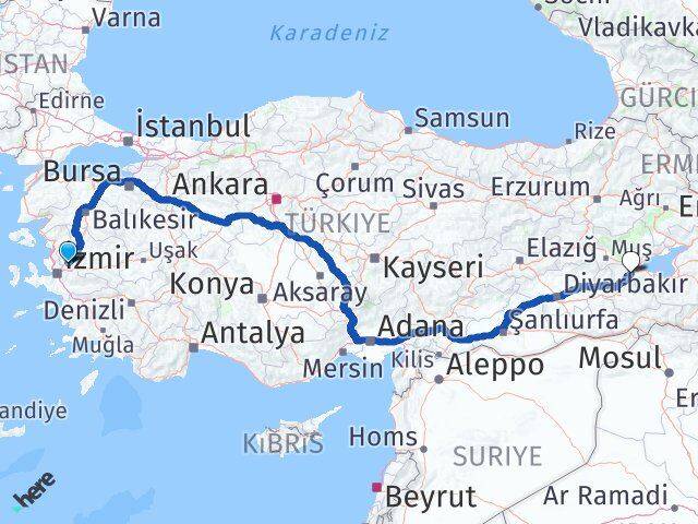 Manisa Yunusemre Bitlis Arası Kaç Km - Yol Haritası