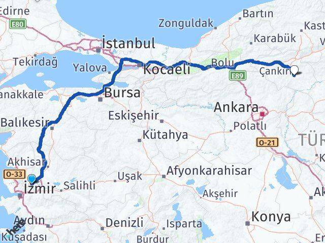 Manisa Yunusemre Çankırı Arası Kaç Km - Yol Haritası