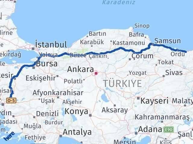 Manisa Yunusemre Giresun Arası Kaç Km - Yol Haritası