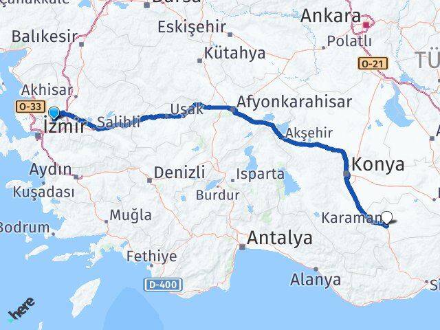 Manisa Yunusemre Karaman Arası Kaç Km - Yol Haritası