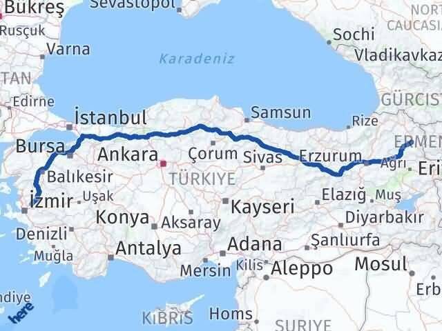 Manisa Yunusemre Kars Arası Kaç Km - Yol Haritası