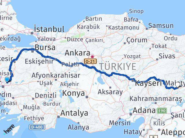 Manisa Yunusemre Malatya Arası Kaç Km - Yol Haritası