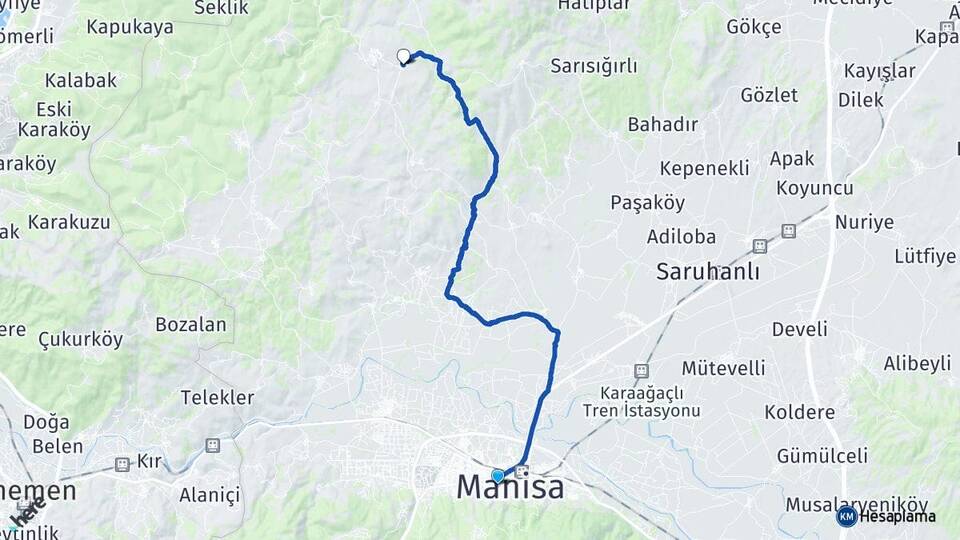 Manisa Yunusemre Örencik Yunusemre Arası Kaç Km - Yol Haritası