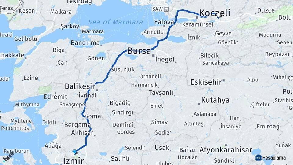 Manisa Yunusemre Sakarya Arası Kaç Km - Yol Haritası