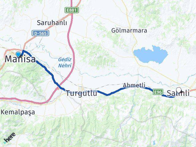 Manisa Yunusemre Salihli Arası Kaç Km - Yol Haritası