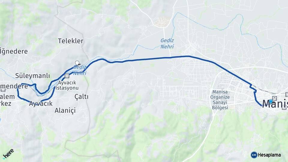 Manisa Yunusemre Şehzadeler Arası Kaç Km - Yol Haritası