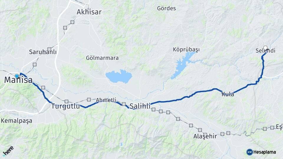 Manisa Yunusemre Selendi Arası Kaç Km - Yol Haritası