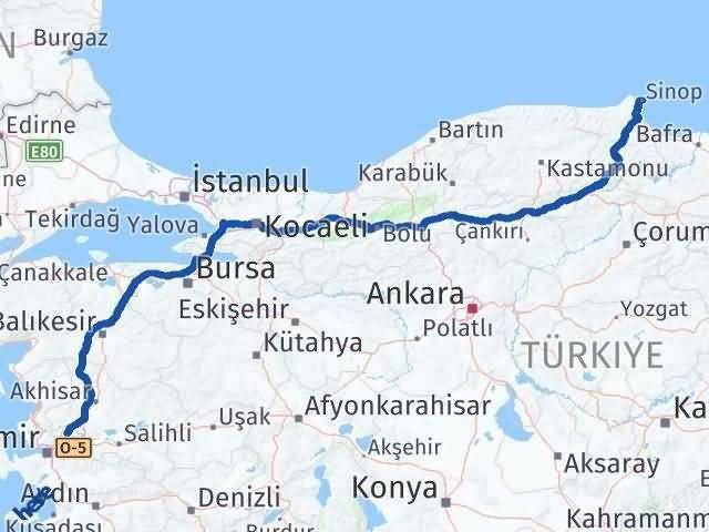 Manisa Yunusemre Sinop Arası Kaç Km - Yol Haritası