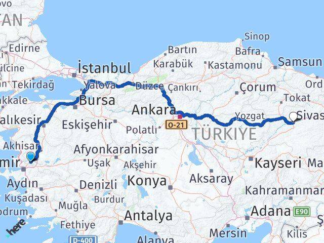 Manisa Yunusemre Sivas Arası Kaç Km - Yol Haritası