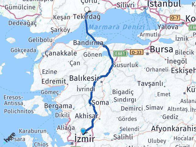 Manisa Yunusemre Tekirdağ Arası Kaç Km - Yol Haritası