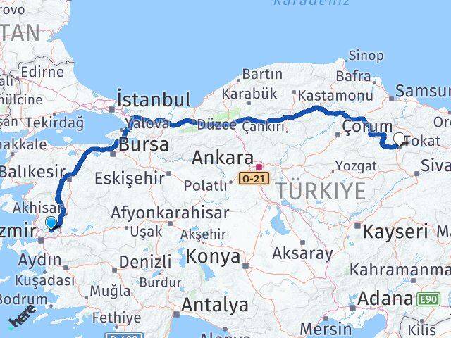 Manisa Yunusemre Tokat Arası Kaç Km - Yol Haritası
