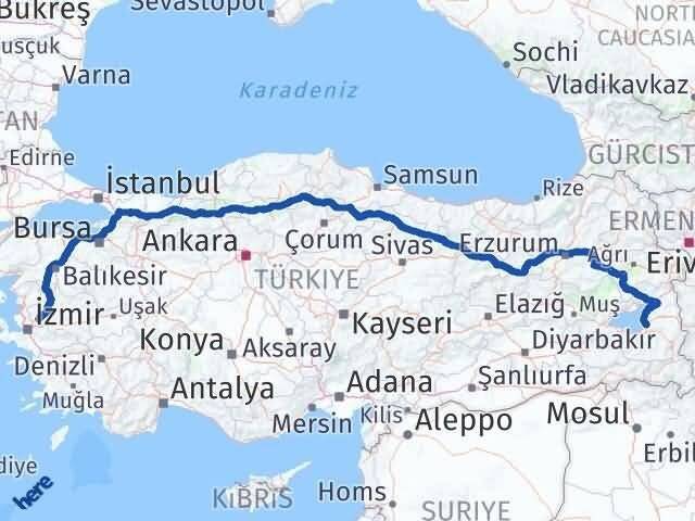 Manisa Yunusemre Van Arası Kaç Km - Yol Haritası