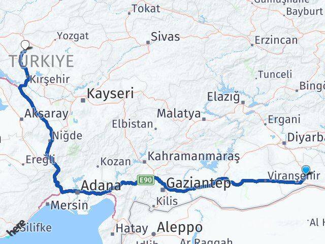 Mardin Akçakent Kırşehir Arası Kaç Km - Yol Haritası