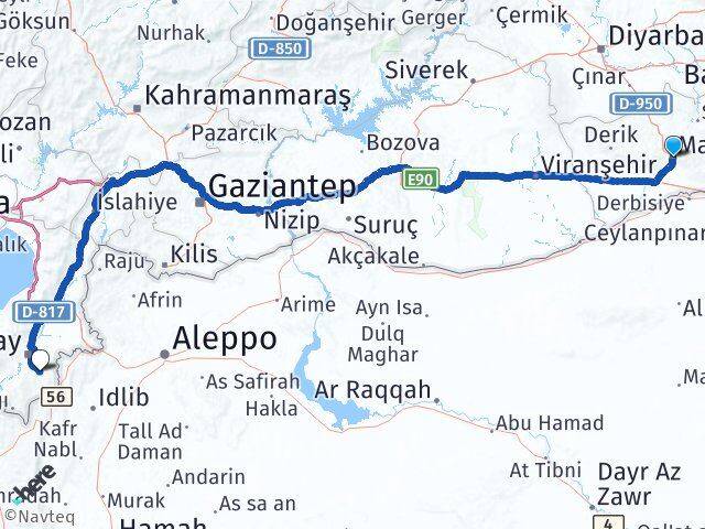 Mardin Altınözü Hatay Arası Kaç Km - Yol Haritası