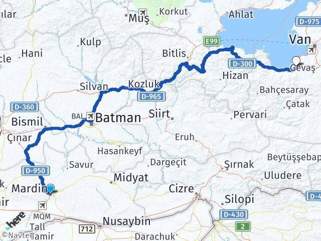 Mardin Andaç Edremit Van Arası Kaç Km - Yol Haritası
