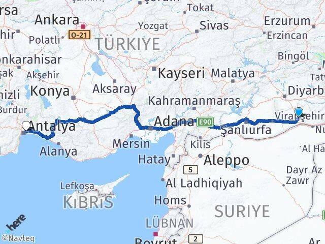 Mardin Antalya Havalimanı Arası Kaç Km - Yol Haritası