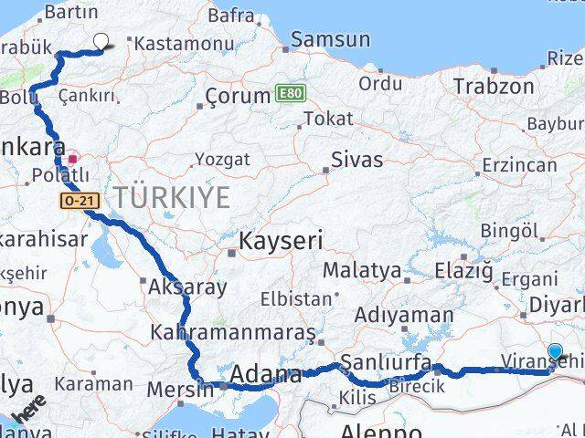 Mardin Araç Kastamonu Arası Kaç Km - Yol Haritası