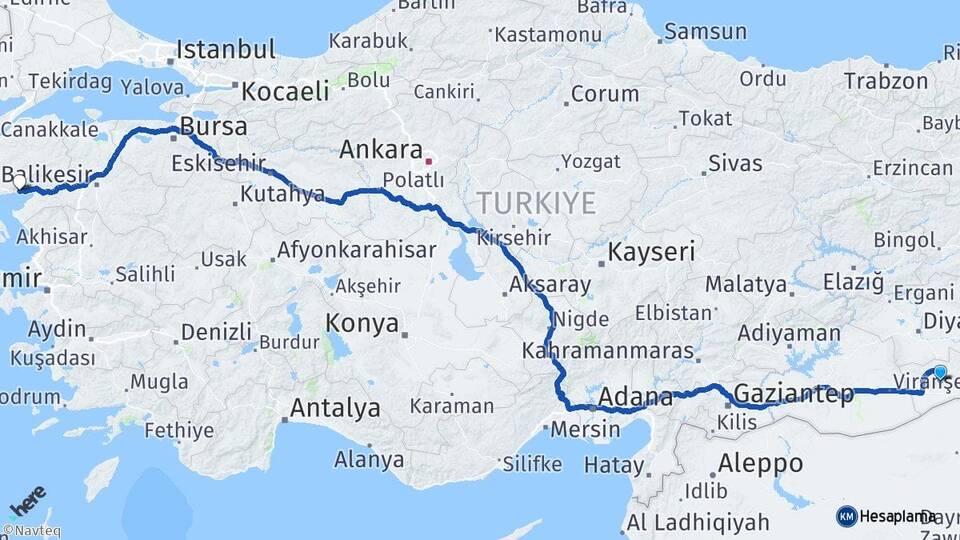 Mardin Artuklu Altınoluk Edremit Balıkesir Arası Kaç Km - Yol Haritası